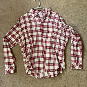 Pink and white flannel